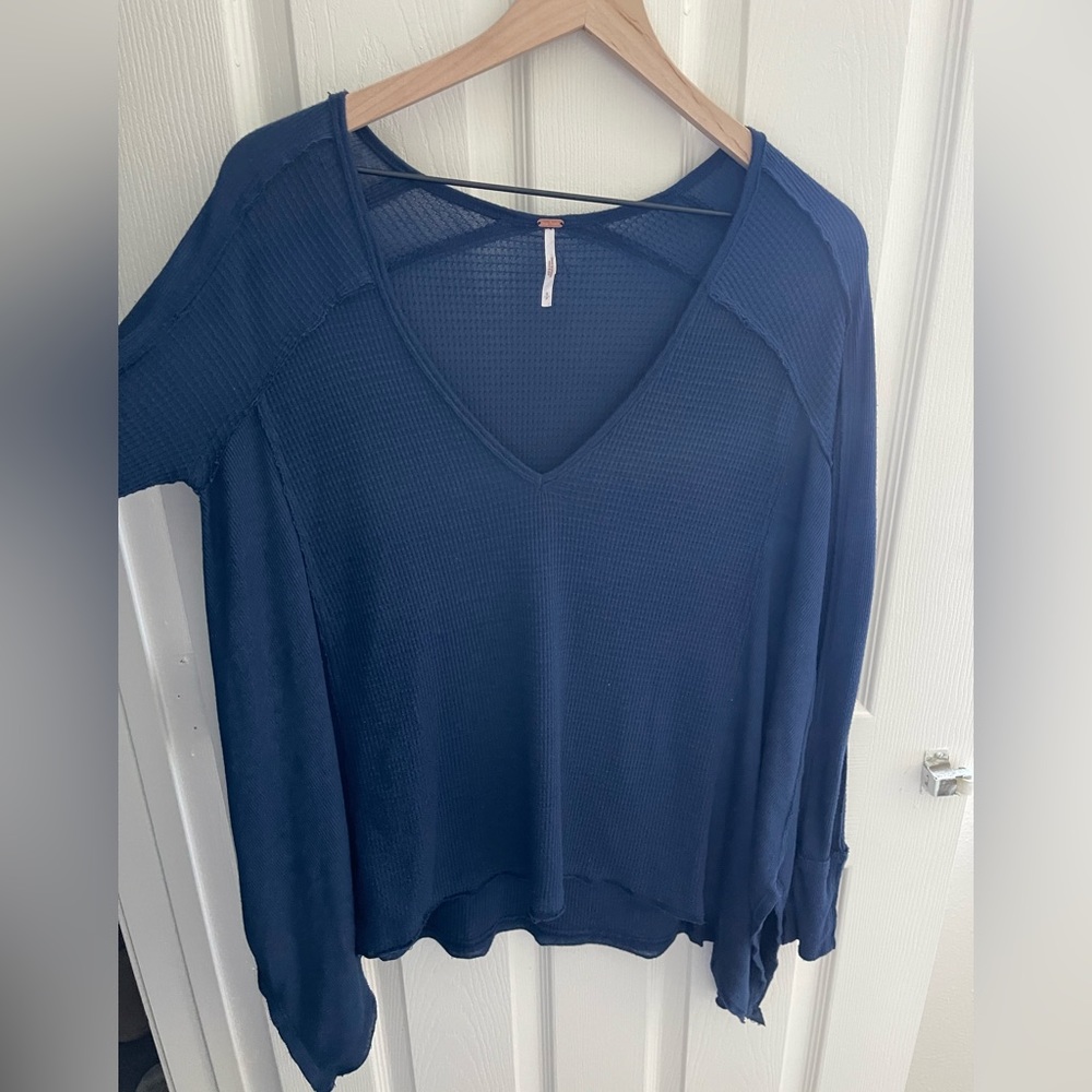 Free People waffle knit long sleeve top